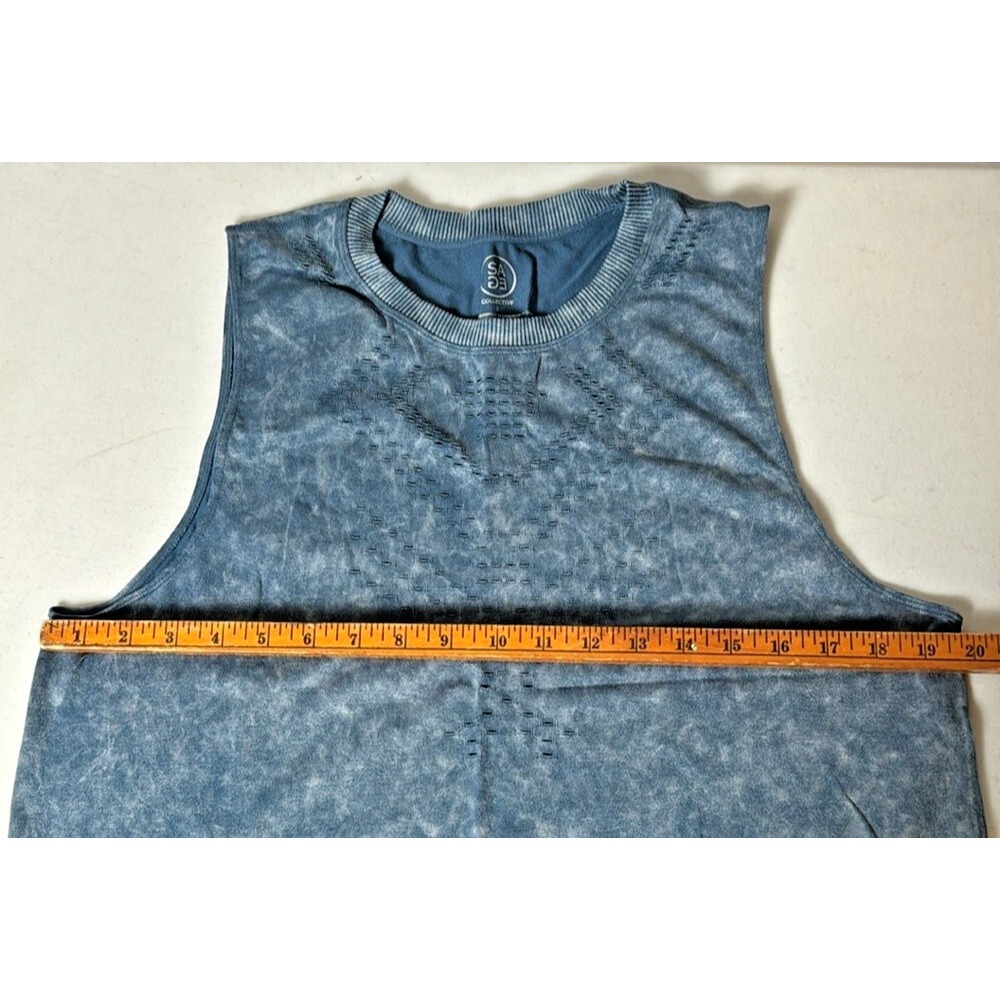 Sage Collective Women Blue Acid Wash Cutout Tank Workout Athleisure Size L - Picture 7 of 12